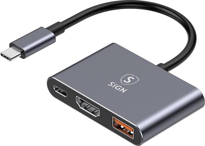 Produktbild SIGN USB-C Hub zu USB-A 3.0 / USB-C PD 100W / HDMI 4K@30Hz (USB-C)