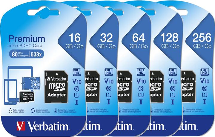 Image du produit Verbatim Carte Micro SDXC de classe 10 (64 Go, microSDXC, U1, UHS-I)