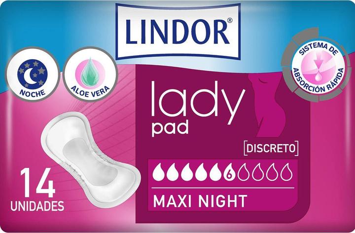 Produktbild Lindores Lindor Lady Pad Maxi Night 6 Tropfen (14 x)