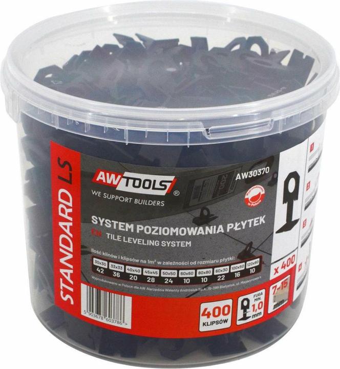 Actual product image Awtools SYSTEM POZIOMOWANIA PŁYTEK STANDARD 1.0mm - 7mm-15mm - KLIPS 400szt.