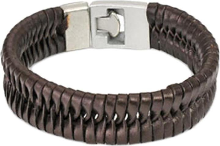 Star Piercing Lederarmband braun mit Schuppen (Leder, ohne Messing)