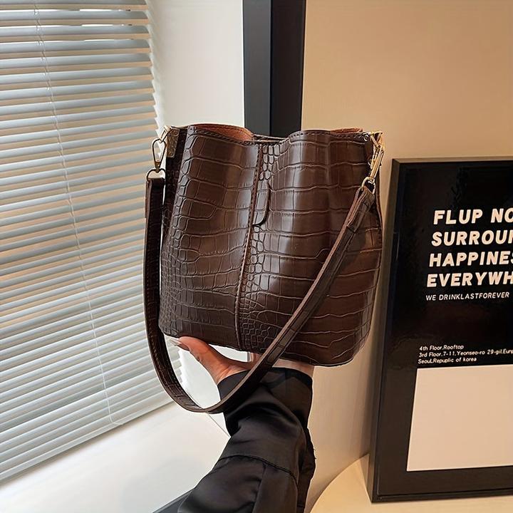 Produktbild Only-Bags.Store Bucket Bag mit Krokodilmuster - Vielseitige Schulter- und Umhängetasche, schmutzabweisendes