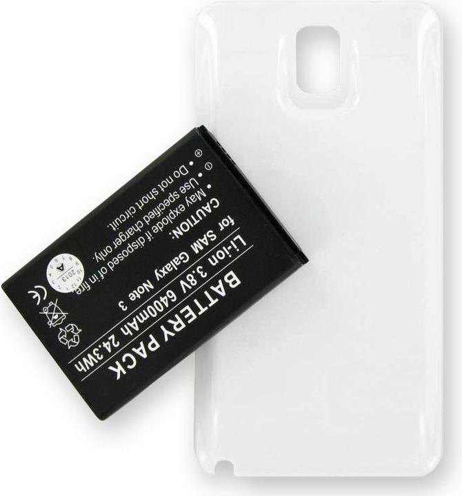 Actual product image AccuCell Battery Samsung Galaxy Note 3, Note III, B800BE, B800BU with white case