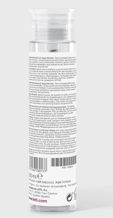 Produktbild Leti SR ProbioClean H2O Mizellen Reinigungswasser - Ultrasanfte, porentiefe Reinigung bei sensibler (Mizellenwasser, 200 ml)