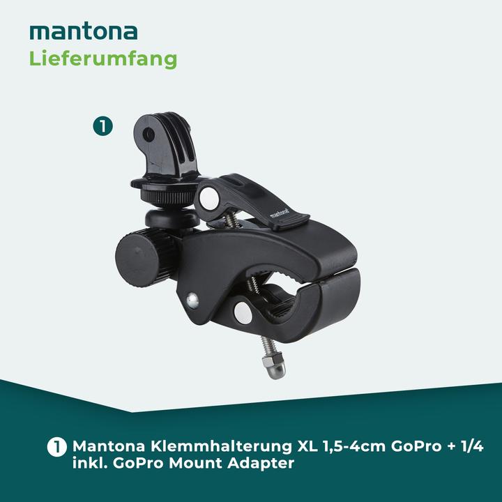 Produktbild mantona Klemmhalterung XL (Hero 6, Hero 7, Hero 3+, hero 5, Hero 4, Hero 3, Hero 2)