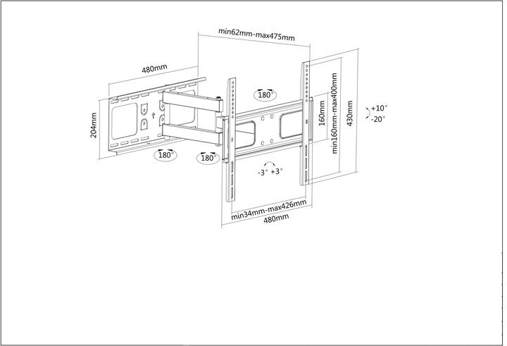 Actual product image Manhattan TV Wall Mount (Wall, 55", 50 kg)