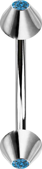 Produktbild Star Piercing Micro Banane silber mit zwei Cones Kristall hellblau (ohne Messing, Chirurgenstahl 316L)