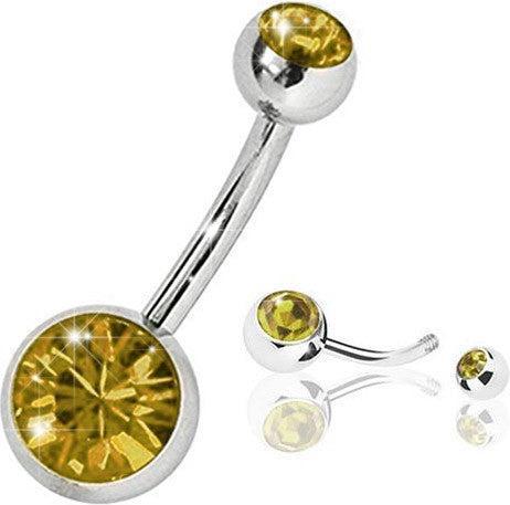 Hermex 1,6mm Bauchpiercing Chirurgenstahl 316L mit Zirkonia - Caramel (Chirurgenstahl 316L, Zirkonia)