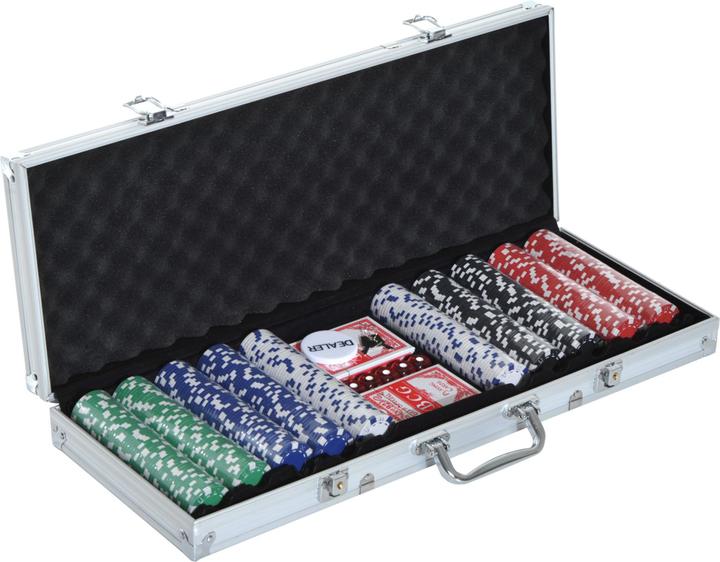 Homcom Mallette de poker incluant un set de poker (Anglais, Allemand, Français, Italien)