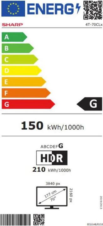 Energie-Label Sharp 70CL5EA (70", LCD, 4K, 2021)
