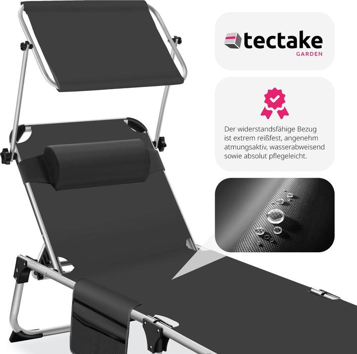 Produktbild tectake Sonnenliege Aurelie aus Aluminium, 6-stufig (218 cm)
