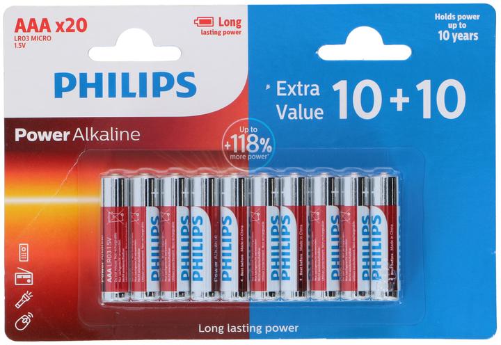 Actual product image Philips AAA batteries - LR03/1.5V - 20 pieces - Alkaline battery (20 pcs.)