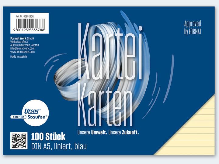 Staufen Karteikarten A5/100 gelb liniert quer Style (A5, 100 x)