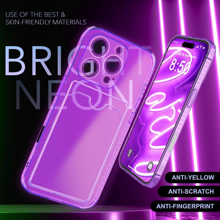 Actual product image Nalia Clear transparent neon silicone cover card holder (Apple iPhone 16 Pro)
