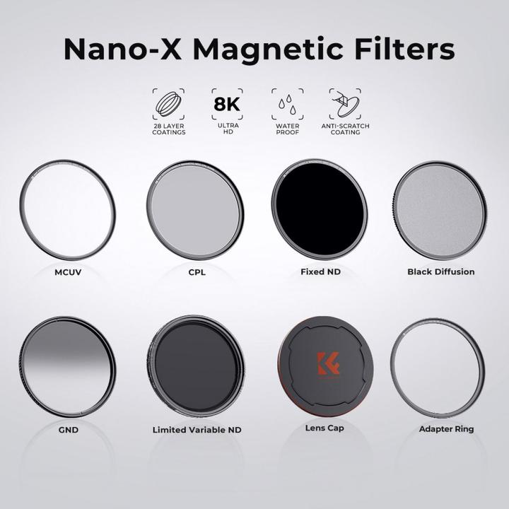 Actual product image K&F Concept Concept Magnetic lens filter kit CPL-ND-UV 55 mm (Neutral density filter, UV filter)
