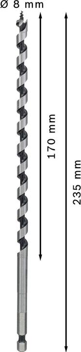 Actual product image Bosch Professional Zubehör PRO Wood Wood auger bit, 8 x 170 x 235 mm (6.35 mm)