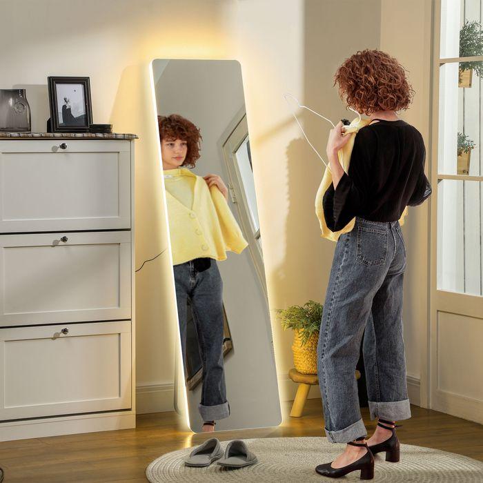 Produktbild Swisshandel24 Ganzkörperspiegel, 150 x 40 cm Standspiegel mit LED-Beleuchtung, Transparent (150 x 40 cm)