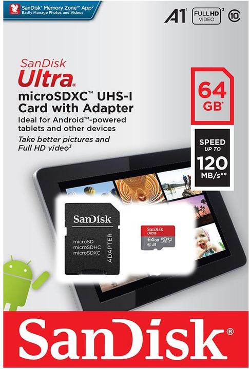 Produktbild SanDisk Ultra (64 GB, microSDXC, U3, UHS-I)
