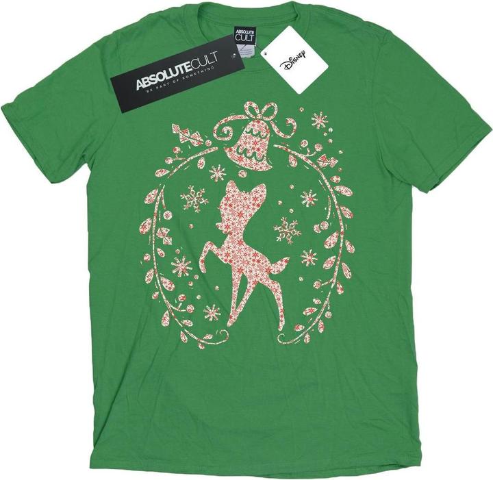 Actual product image Disney Womens/Ladies Bambi Christmas Wreath Cotton Boyfriend T-Shirt (S)
