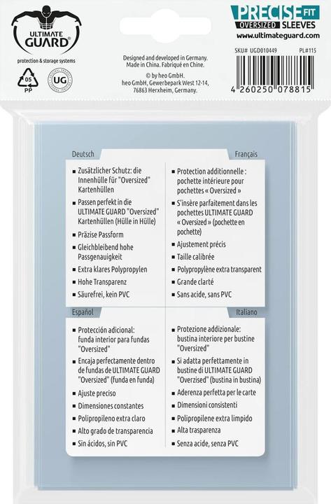 Image du produit Ultimate Guard UGD010449 - Precise-Fit 40 Porte-cartes grande taille, transparent