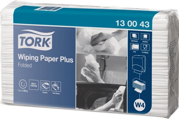 Produktbild Tork Aftørringspapir Plus W4 2-lag hvid 130043 5x200ark - (1000 ark pr. karton) (200 x)