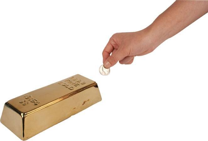 Produktbild Kikkerland Ceramic Gold Bar Coin Bank (PB17) (20 x 8 x 5 cm)