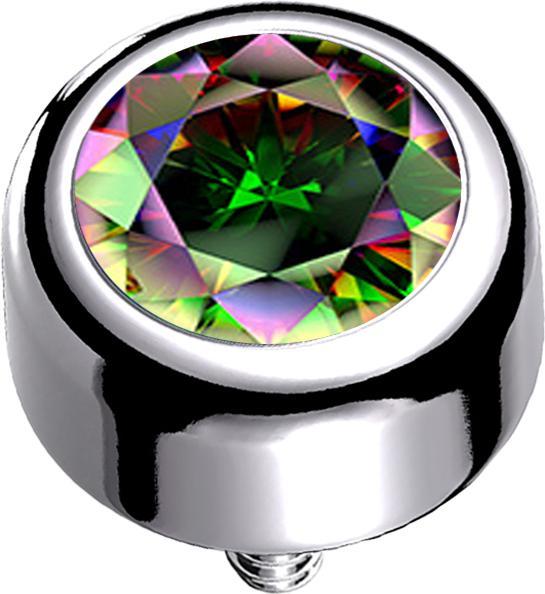 Immagine prodotto Star Piercing Cilindro dermico con ancora dermica argento e cristallo scuro multicolore (Titanio G23, senza ottone)