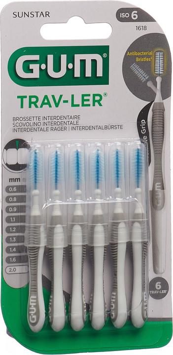 GUM SUNSTAR Trav-Ler ISO-Norm 6 cylindric grau (6 x, 2 mm)