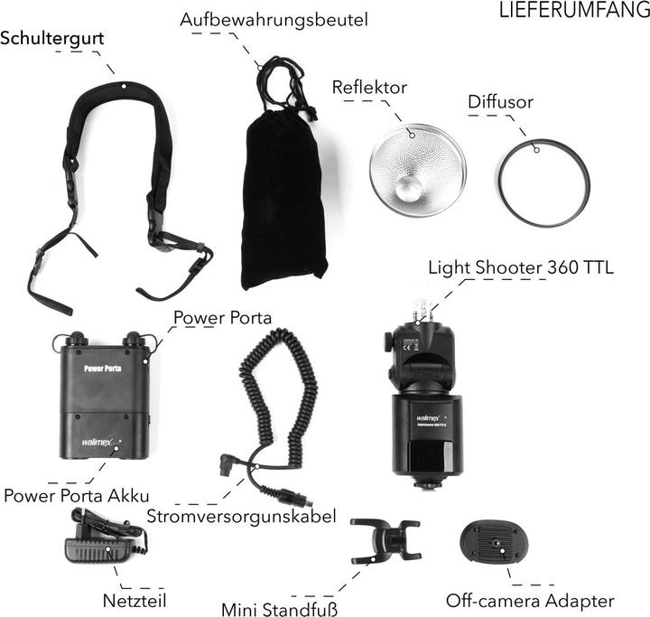 Actual product image Walimex Light Shooter 360 TTL Nikon + Power Porta (Plug-on flash, Nikon)