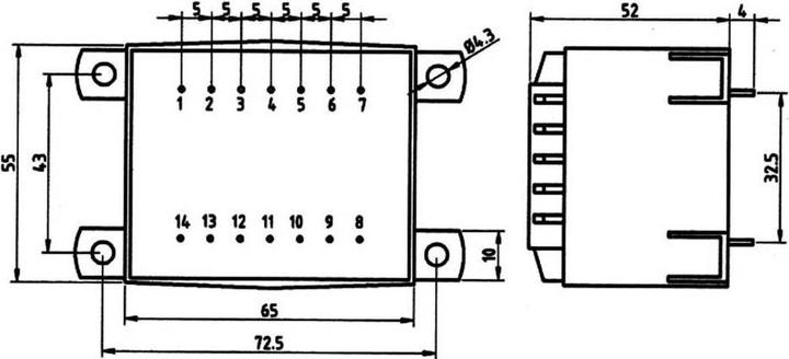 Image du produit Weiss Elektrotechnik Transformateur pour circuit imprimé EI 60 25 va