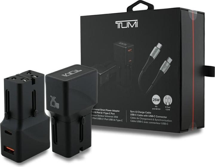 Image du produit Tumi Power Charger Travel Adapter 25W USB-C / USB-A + Cable USB-C/USB-C black