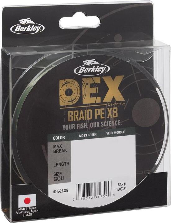 Immagine prodotto Berkley DEX Braid x8: filo da pesca di alta qualità per pescatori professionisti (6.80 kg, 0.08 mm)