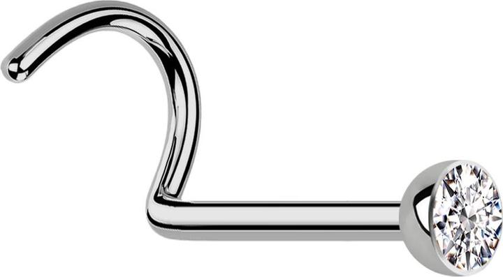 Produktbild Star Piercing Nasenstecker gebogen silber mit Kristall silber (Titan G23, ohne Messing)