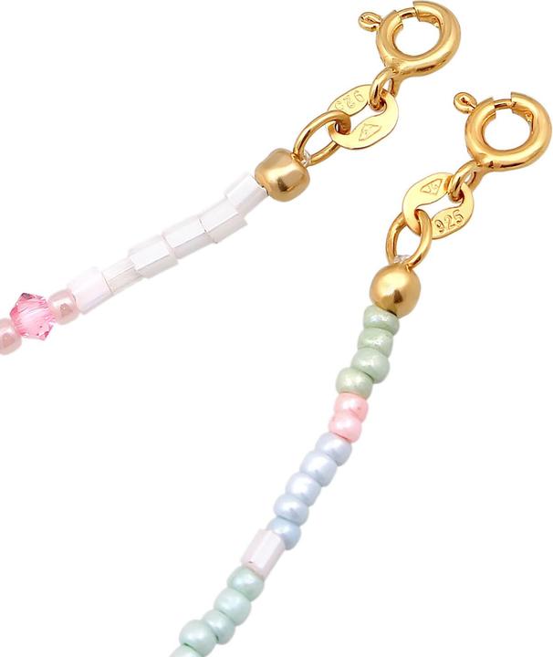 Image du produit Elli Bracelet Kids perles de verre pastel set de 2 pièces 925 argent (14 cm, Argent 925 sterling plaqué or, Cristal de verre, Plastique, Verre)