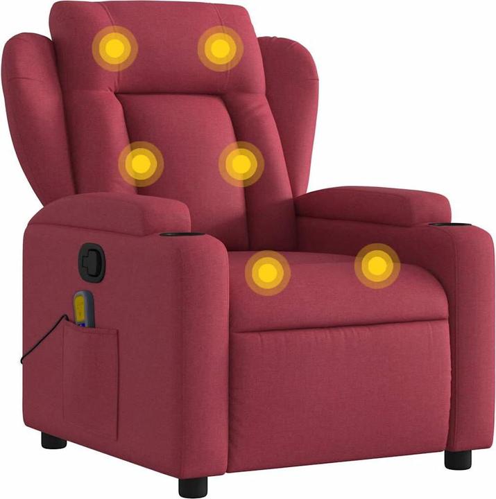 Image du produit VidaXL Fauteuil de massage vin rouge tissu,Couleur : vin rouge,Matériau : tissu
