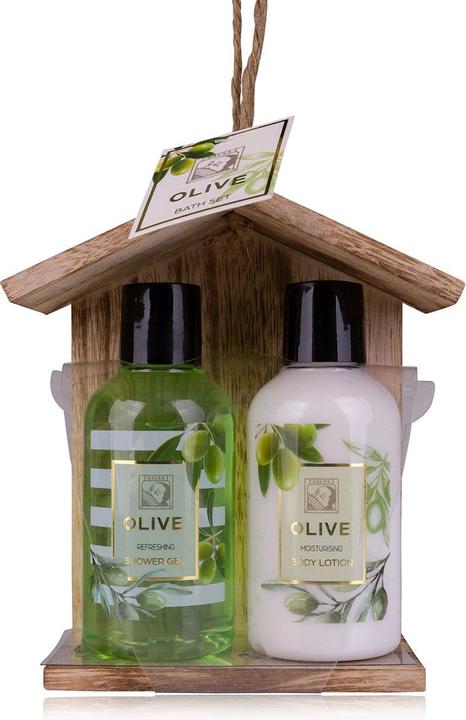 Produktbild Accentra OLIVE Badeset in Holzbox, inkl. 150ml Duschgel, 150ml Körperlotion, Duft: Olive, Farbe: (Haarpflege set, Körperpflegeset)