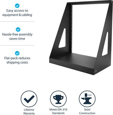 Produktbild StarTech 2 Pfosten Schwerlast Rack - Open Frame Server Rack - 12HE (12 HE, 19 Zoll Rack)