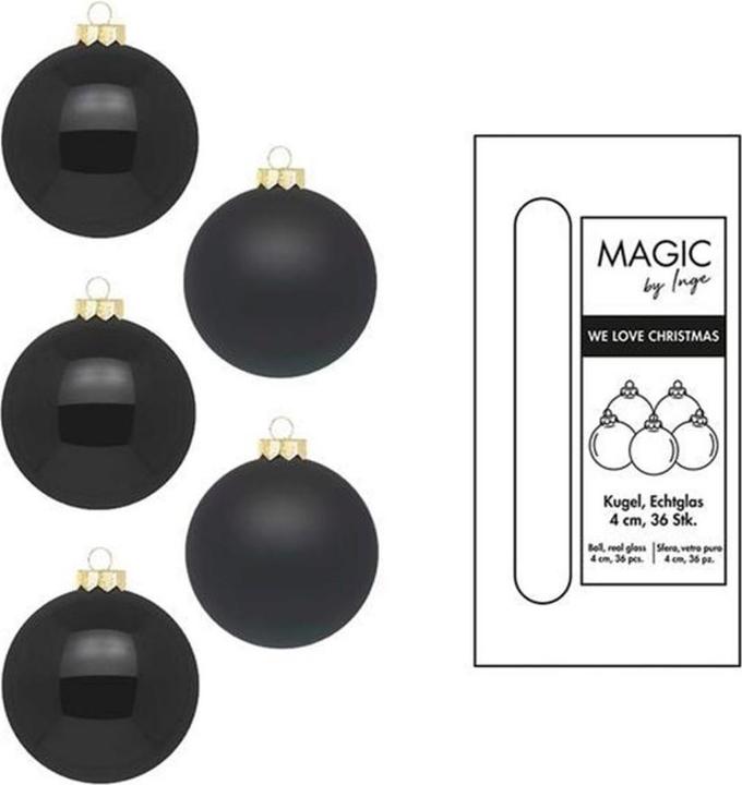 Inge’s Glas Christmas Decor Weihnachtskugel Ebony Black Ø 4 cm 36 Stück (36 -teilig)