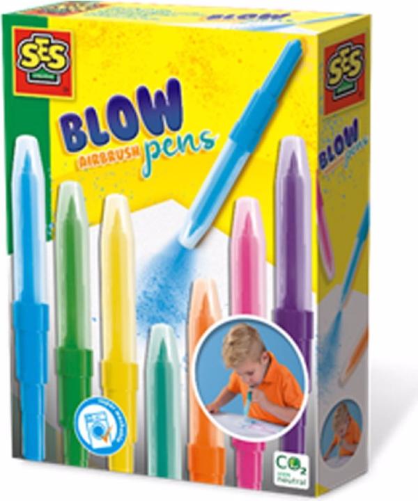 Actual product image Ses Blow airbrush felt tip pens (Turquoise, Pink, Orange, Green, Purple, Yellow, Blue, 7 x)