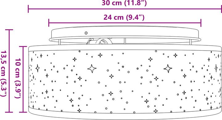 Actual product image VidaXL Ceiling light with star-shaped lampshade grey Ø 30 cm fabric E27 (E27)