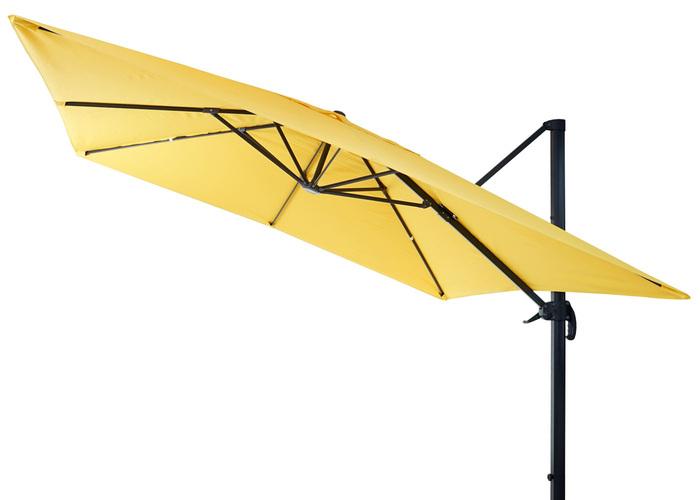 Immagine prodotto Swisshandel24 Ombrello semaforo gastronomico, parasole 3x3m (ø4,24m) Poliestere Alu/Acciaio 23kg - giallo senza (3 m)