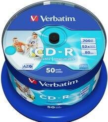 Produktbild Verbatim CD-R, 52x, 700MB, 50er Spindel, bedruckbar (50 x)