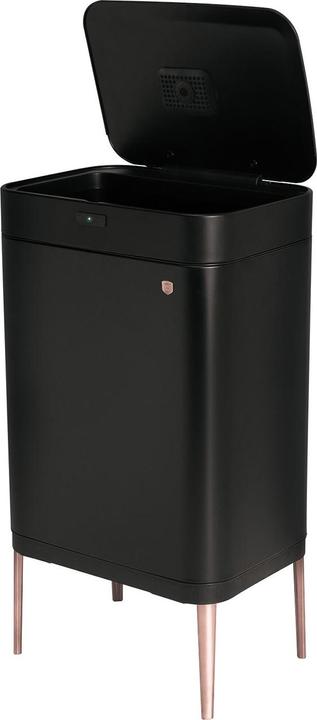 Produktbild BerlingerHaus Design Abfalleimer aus Metall, mit Sensor, 60l, schwarz-rosÃ©gold (60 l)
