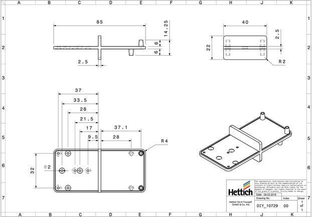 Immagine prodotto Hettich Ankrn-Schablone (Lamiera forata, 1 pz.)