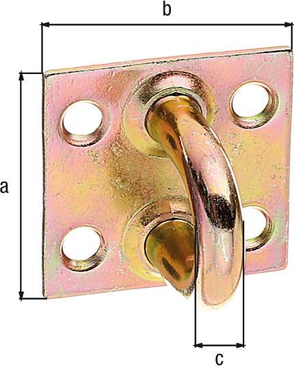 Produktbild GAH Öse auf Platte Bügelbreite 27,5 mm Bügelhöhe 27 mm Bügel-Ø 7 mm Stahl galvanisch gelb verzinkt (25 Stk.)
