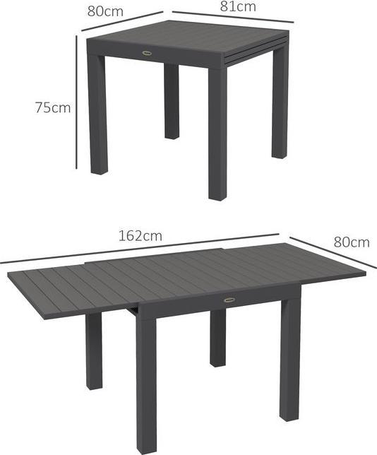 Immagine prodotto Swisshandel24 Tavolo da giardino Tavolo da pranzo per 6 persone Allungabile fino a 70 di portata Alluminio Grigio (81 cm)