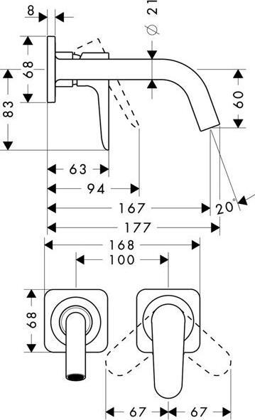 Actual product image hansgrohe AXOR Citterio M Single lever flush-mounted basin mixer with rosettes and short spout Wall