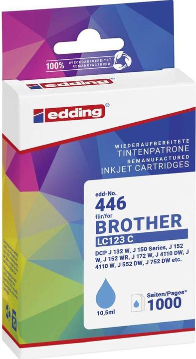 Actual product image Edding EDD-446 cyan printer cartridge compatible with brother LC-123C