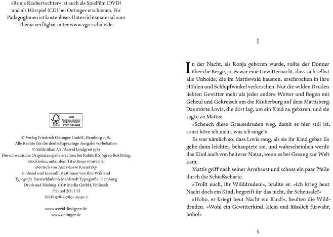 Produktbild Ronja, Räubertochter (Deutsch, Astrid Lindgren, 1982)