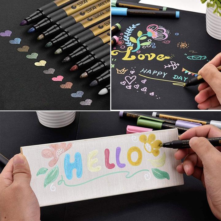 Produktbild I Am Creative Metallic Marker Glitzer Stifte Glimmer Pen auf Wasserbasis 10er Set (Metallic, 10 x)
